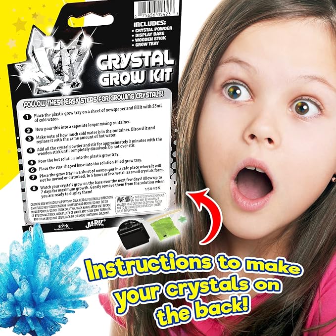 JA-RU Kids Science Kit Crystal Grow Kit (8 Crystal Kits) DIY Stem Learning Toys Grow Crystals Kit for Kids Growing Gemstone & Crystals. Cool Educational Toy Science Toy Gifts for Boys & Girls 5423-8s