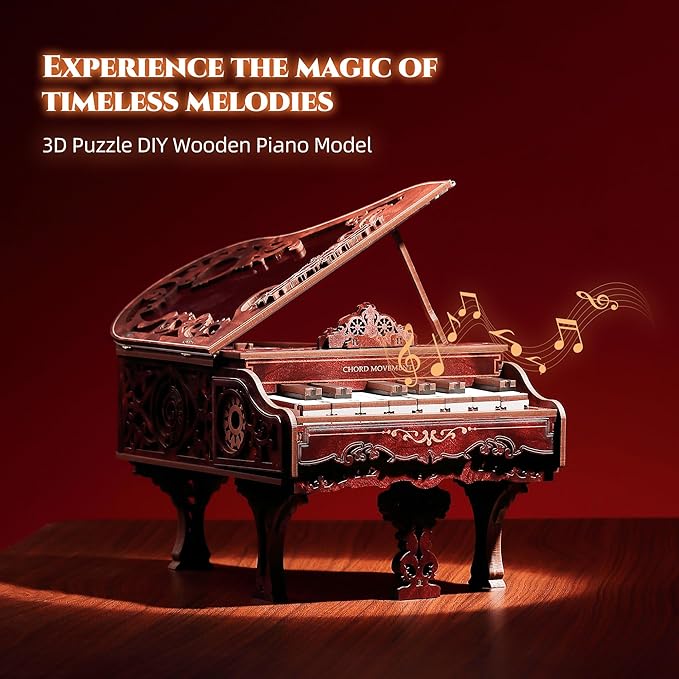 3D Wood Keyboard Piano Model Kit, Playable 3D Wooden Puzzle Digital Piano, Interactive Home Décor 3D Puzzle for Adults and Kids(Standard)