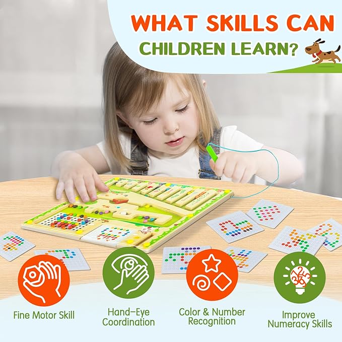 deli Magnetic Color and Number Maze, Wooden Montessori Toys for Tolddlers, Learning Educational Fine Motor Skills Toys for Kids 3 4 5 Year Old Gifts