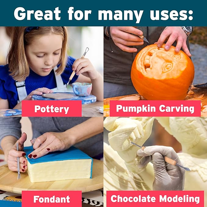 Pottery Tool Kit -21 Tip Double Sided, 11-Piece Tool Beginner's Clay Sculpting Set, Clay, Wood Carving, Ceramic Art Project Accessory for School, Classrooms, Kids/Adults, Birthday Gift, Craft Activity