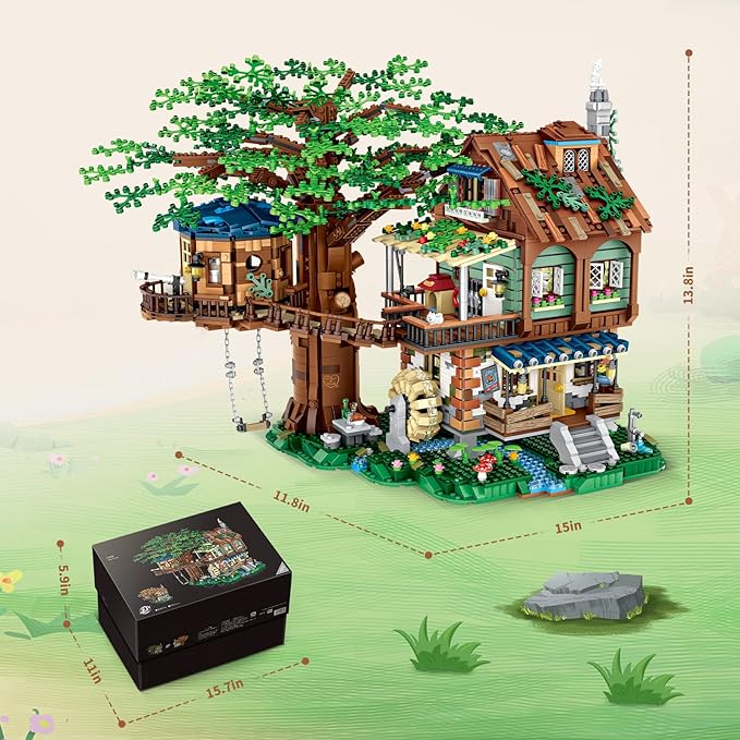 Idea Tree House Bricks Model Toys Set, Forest House Building Blocks Street View Sets, for Adults Ages 14+ Tree House Display 4761 PCS(Not Compatible with Lego Set )