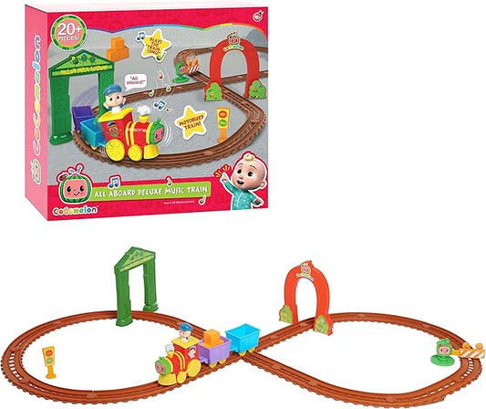 CoComelon All Aboard Musical Train with Bonus Pieces, 24-pieces, Plays “The Train Song", Kids Toys for Ages 18 Month by Just Play