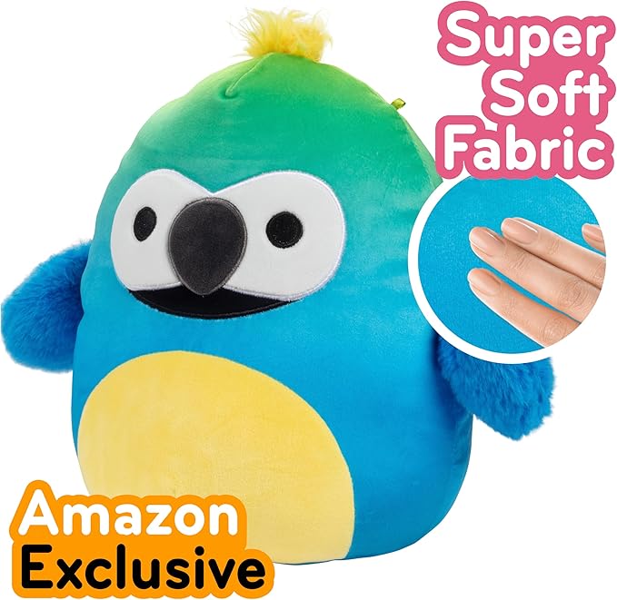 Squishmallows 10-Inch Baptise The Macaw - Official Jazwares Plush - Collectible Soft & Squishy Bird Stuffed Animal Toy - Gift for Kids, Girls & Boys