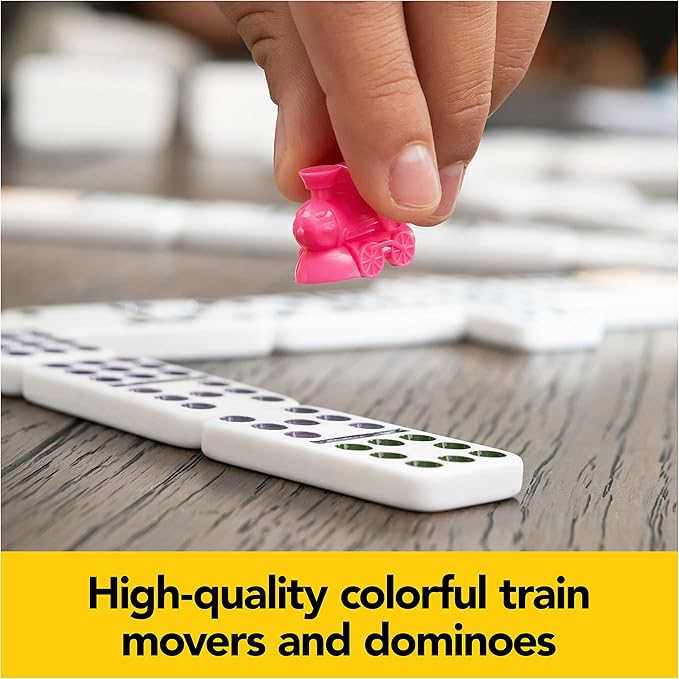 Spin Master Games Legacy Deluxe Mexican Train Dominoes, Classic Original Board Game Set Double-12 Dominoes with Sturdy Wood Case, for Kids and Adults Aged 8 and up