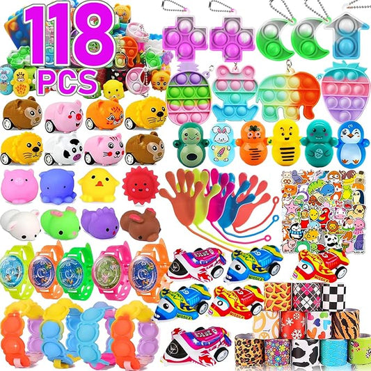 118 Pack Party Favor for Kids 4-8-12, Treasure Box Toys, School Classroom Prizes, Pinata Stuffers Goodie Bag Fillers, Treasure Chest Carnival Prizes