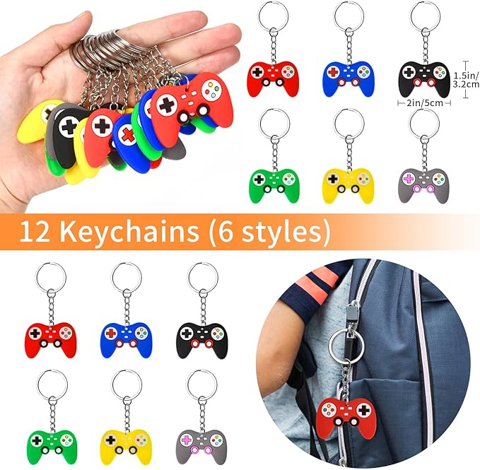 Winrayk Video Game Party Favors Gamer Birthday Supplies Kids, Invisible Ink Pen Notebook Gift Bag Stamper Bracelet Keychain Sticker Pinata Goody Stuffer Teen Girl Boy Game On Gaming Party Favors Decor