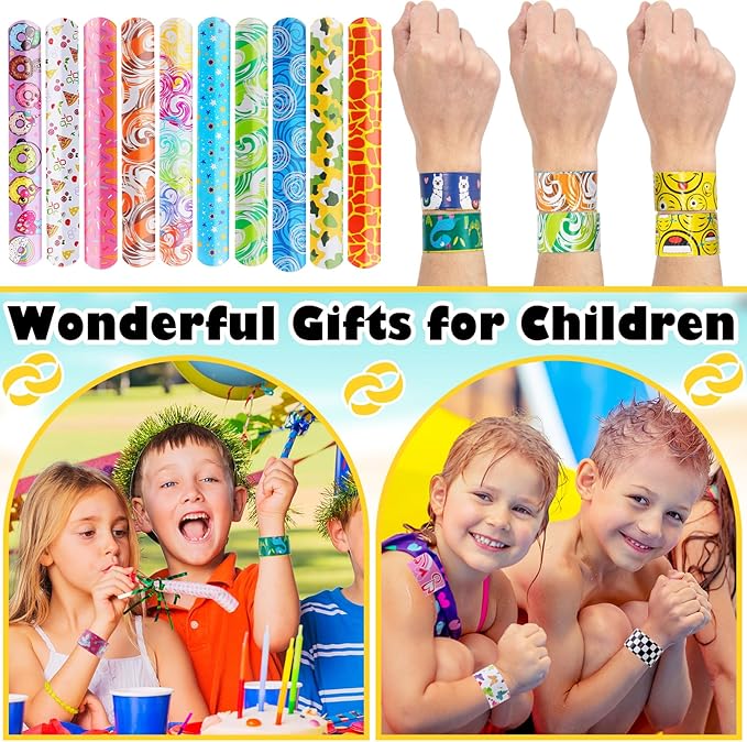 Slap Bracelets for Kids,60 Pcs Christmas Slap Bracelets,Kids Slap Bracelets Bulk,Slap Wristbands for Kids Party Favors Christmas Stocking Stuffers Birthday Gifts (60 Designs)