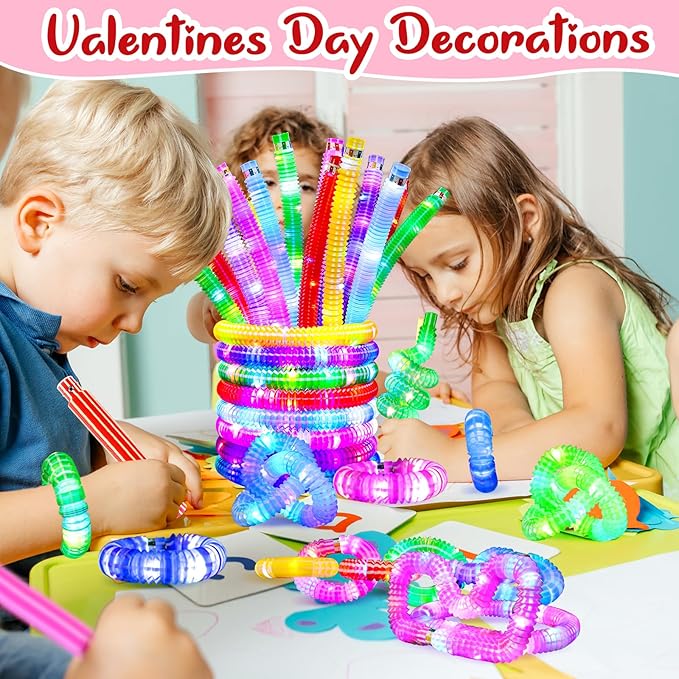 12 Pcs Glow Sticks Party Favors for Kids 4-8-12, Glow in the Dark Party Supplies, Light up Toys Sensory Pop Tubes, Glow Necklaces Bracelet Birthday New Years Eve Party Decorations Birthday Bag Stuffer