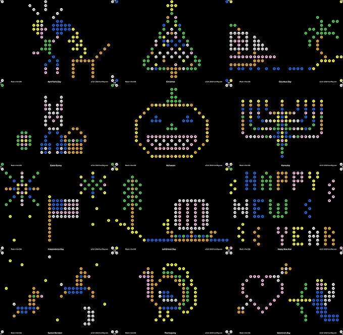 Holiday Refill templates for Basic Fun Lite Brite Magic Screen (12 Sheets, 6x8)