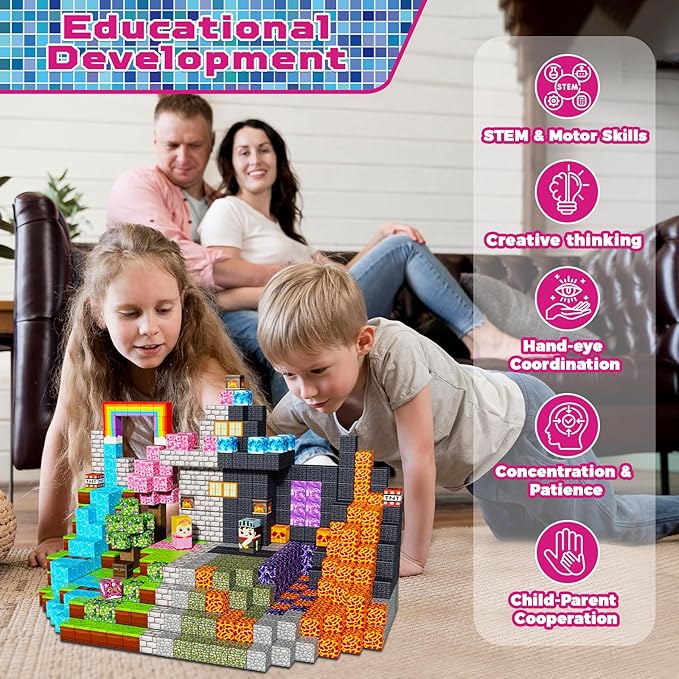 Magneverse 150 PCS 0.8in Magnetic Blocks - Easter Toys, Magnetic Building Blocks Cubes, Stacking Magnets, Birthday Easter Gifts for Age 3+ Years Old (Theme: Princess & Knight)