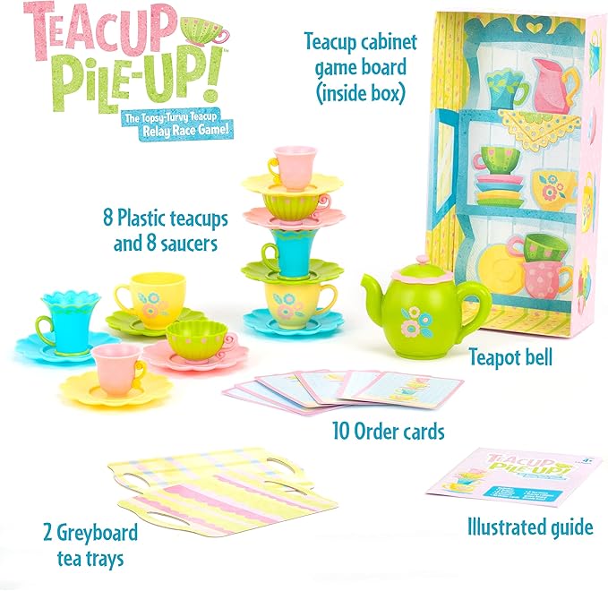 Educational Insights Teacup Pile-Up! Relay Game, Preschool Board Game, Gift for Kids Ages 4+