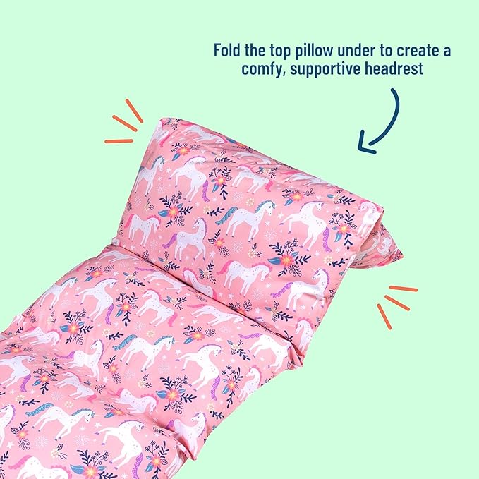 Wildkin Kids Floor Lounger: Ideal for Boys and Girls, Travel-Friendly, Perfect for Sleepovers - Pillow Lounger for Kids, Requires Standard Size Pillows Not Included (Magical Unicorns)