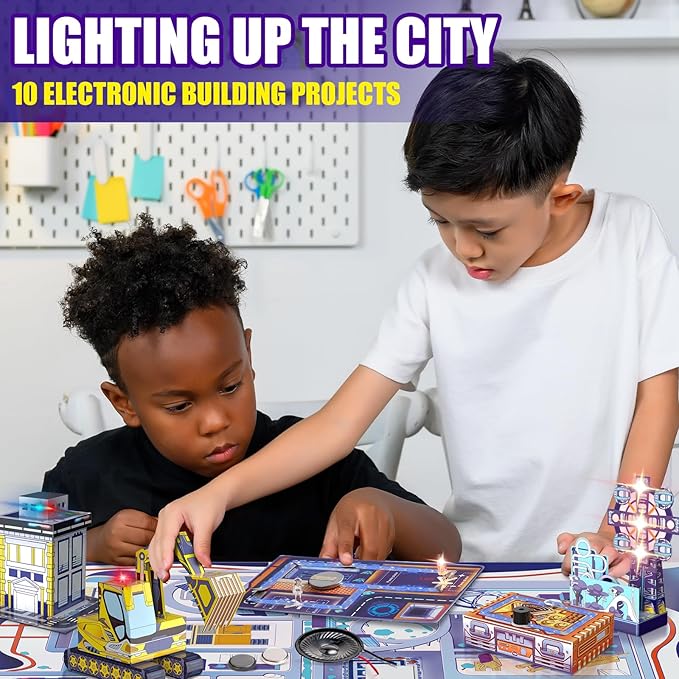 Japace Electricity Science Kits for Kids Age 8-10-12-14, 10 STEM Projects, Paper Circuits Activities, Physics Lab Experiments for Learning & Education, Christmas Birthday Gifts for 8+ Boys Girls