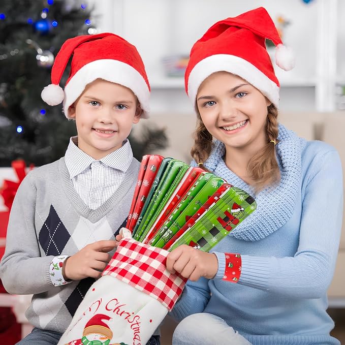 48PCS Christmas Slap Bracelets, Christmas Party Favors Toys for Kids Xmas Slap Wristbands Snap Bracelets Bulk for Christmas Stocking Stuffers Decoration Gifts Bag Filler