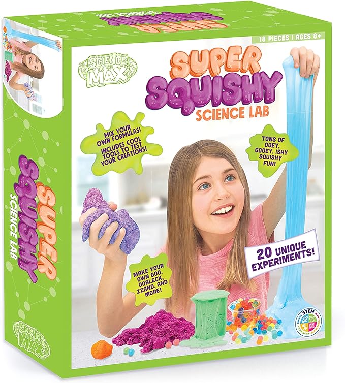 Be Amazing! Toys Super Squishy Science Lab STEAM Science Kit for Kids - Kid Chemistry Kit - Make Your Own Slime, Putty, Quicksand and More - Mind Blowing Experiments – Ages 8-12