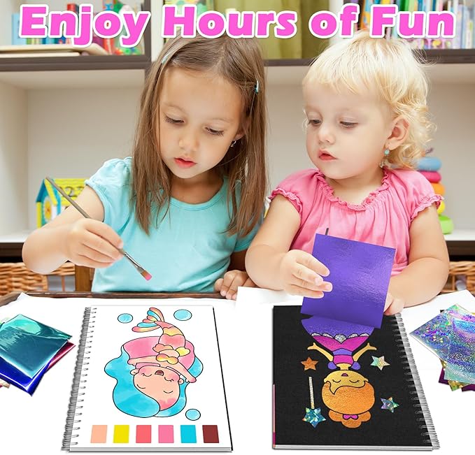 SOOVSY Art & Craft Activity Toys Kit, Foil Animals Crafts Children Fun DIY Creative Toy of The Year, No Mess Art Kits for Kids, Gift for Boys Girls Ages⌠(Unicorn&Coloring)