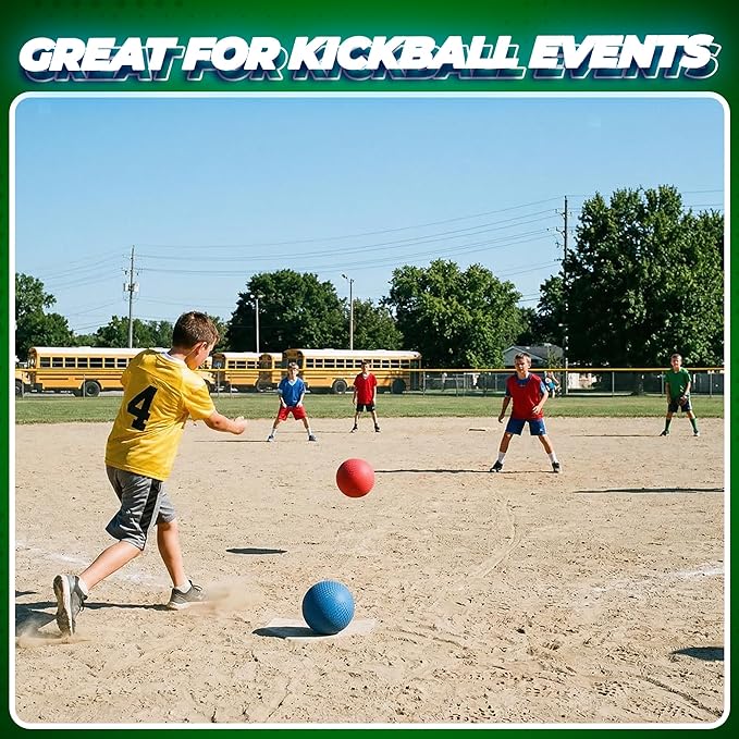 5 Inch Red & Blue Playground Dodgeballs - (2-Pack) - Small Playground Balls for Kids, Teens & Adults - Indoor & Outdoor Gym Sports Balls for Dodgeball, Four Square, PE, Recess Games w/Hand Pump