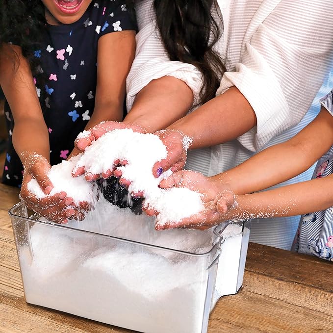 Steve Spangler Science Insta-Snow Powder Starter Kit, 2.6 oz Bag and Plastic Tank – Science Kits for Kids, Makes Realistic, Fluffy Snow in Seconds, Sensory Toys & STEM Activities for Classrooms/Home