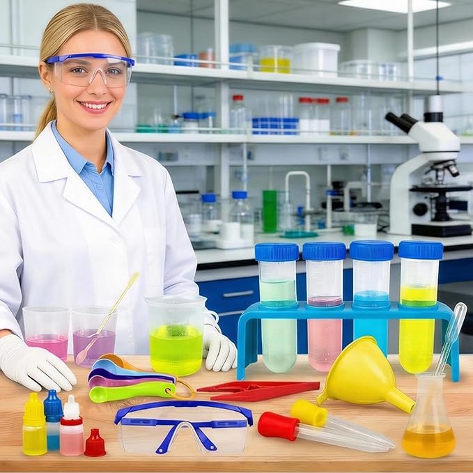 33PCS Lab Science Experiments for Girls and Boys Learning Kits for Junior Chemistry Beakers and Test Tubes Fun Experiments for Students Activities Science Project Classroom Gift for Curious Minds