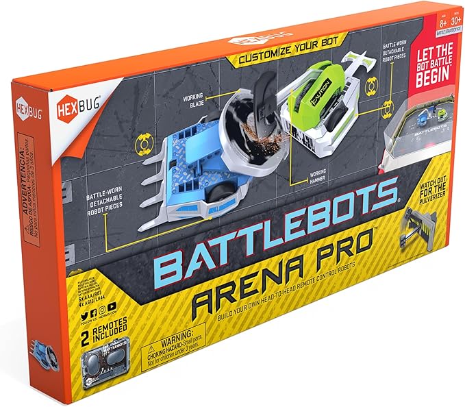 HEXBUG BattleBots Arena Pro, Remote Control Robot Toys for Kids with Over 100 Configurations, STEM Toys for Boys & Girls Ages 8 & Up, Batteries Included