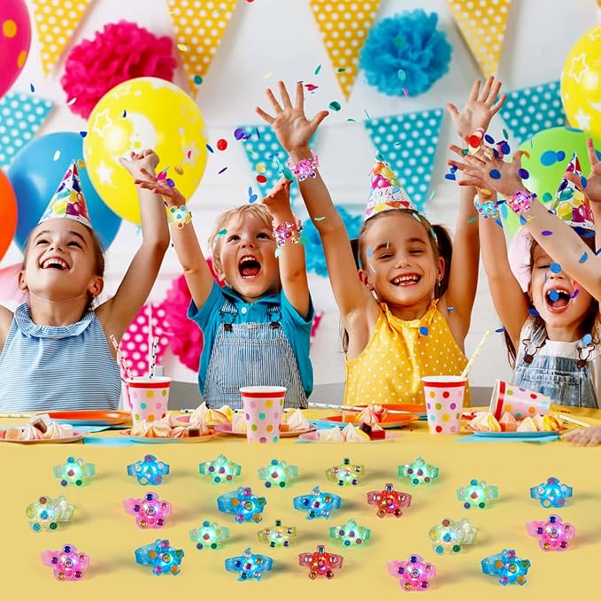 SCIONE LED Light Up Bracelets Party Favors for Kids 4-8 8-12, 48 Pack Goodie Bag Stuffers Classroom Prizes, Pinata Stuffers, Return Gifts for Kids Birthday Halloween Christmas Valentines Party Faovrs