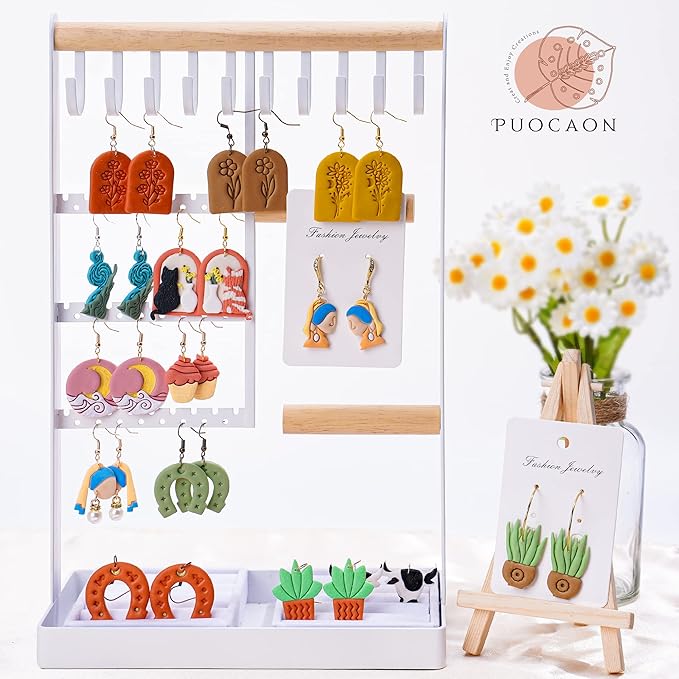 Puocaon Cow Spot Clay Cutters - 7 Pcs Cow Shapes Clay Earring Cutters, Farm Shape Clay Cutters for Jewelry Making, Animal Clay Cutters for Polymer Clay Jewelry Earrings Making Basic Clay Cutters Set