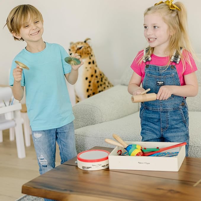 Melissa & Doug Band-in-a-Box Clap! Clang! Tap! - 10-Piece Musical Instrument Set - Kids Musical Instruments, Wooden Percussion Instruments For Toddlers And Kids Ages 3+