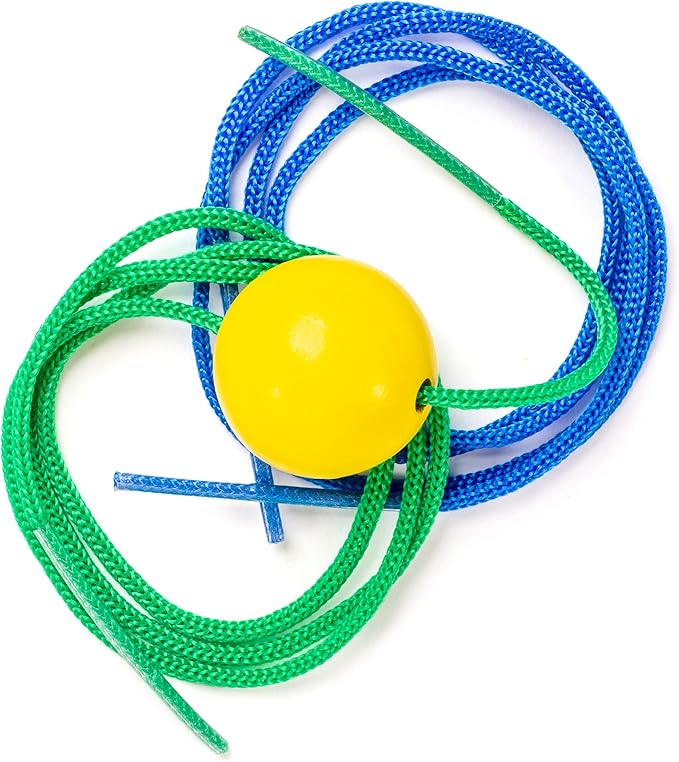 Stages Sensory Builder Colorful Wooden Stringing Beads in Wooden Storage Tray, 24 Beads and 2 Strings, for Developing fine Motor Skills and Hand Eye Coordination