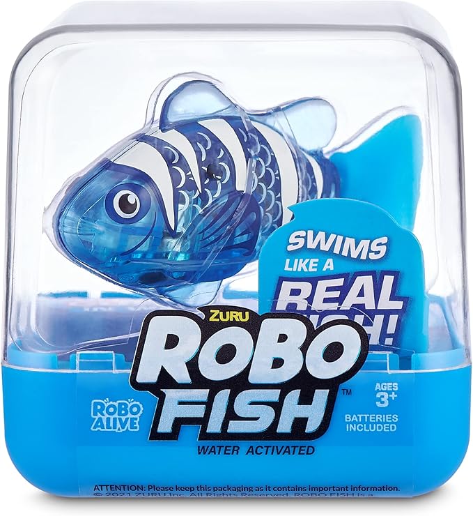 Robo Alive Robo Fish Series 2 (Red + Blue 2 Pack) by ZURU Robotic Swimming Fish Water Activated, Changes Color, Comes with Batteries, Amazon Exclusive - Red + Blue (2 Pack),Multi,7165G