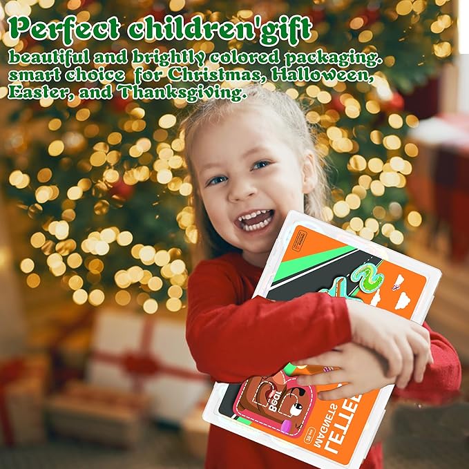 Magnetic Letter, Thickened Wooden ABC Alphabet Fridge Magnets for Toddlers 1-3, Large Cute Animal Magnet Learning Toys Set for Kids Ages 2 4 5 Years Old Preschool Learning & Educational