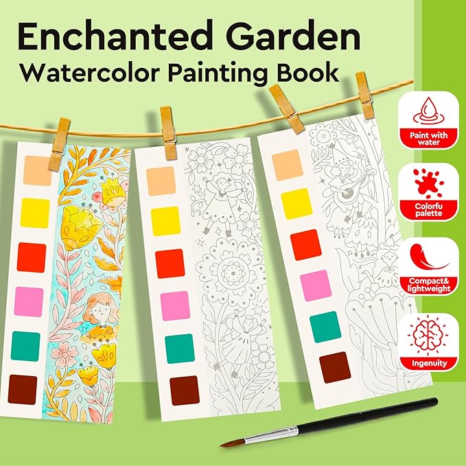 Watercolor Coloring Books for Kids Ages 5-6,8-12,Travel Pocket Water Color Paint Set for Toddlers Party Birthday Thank You Exchange Gift Art and Craft Easter Basket Stuffers for Toddlers
