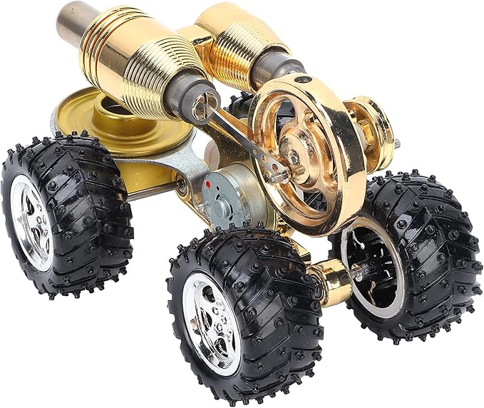 Stirling Car Engine Model, Hot Air Stirling Engine Car, Power Generator Stirling Engine Model with External Combustion Engine Kit for Experiment