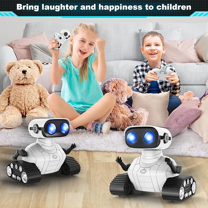 Hamourd Robot Toys for 3 Years Old Boys Girls- Rechargeable Remote Control Robots, Emo Robot with Auto-Demonstration, Flexible Head & Arms, Dance Moves, Music, and Shining LED Eyes, Kids Toys Gifts