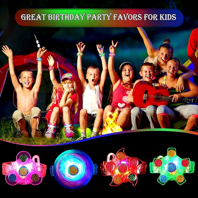 SCIONE LED Light Up Bracelets 25 Pack Party Favors for Kids 4-8 8-12 Goodie Bags Stuffers Glow in The Dark Party Supplies Return Gifts for Kids Classroom Prizes Exchange Birthday Party Favors