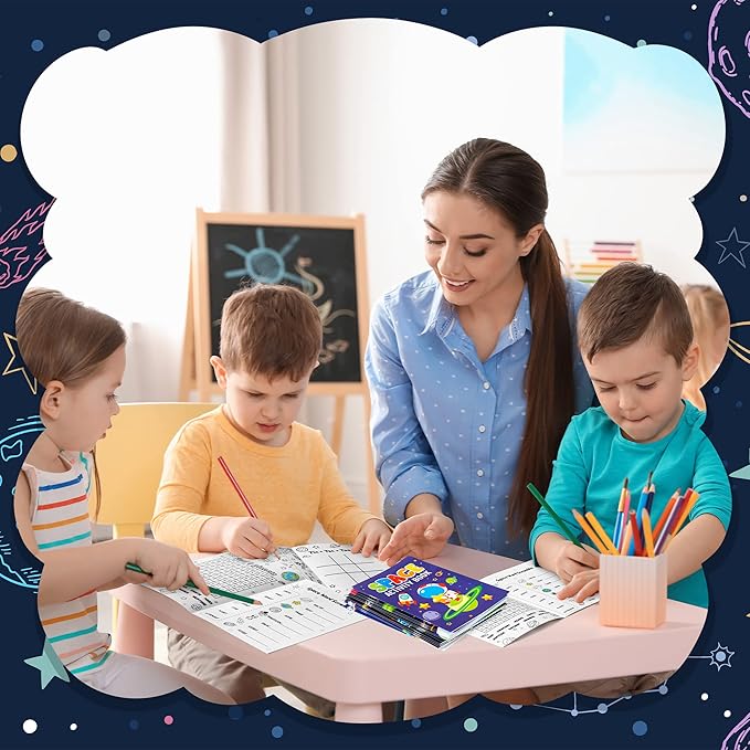 24Pcs Space Activity Books for Kids Space Theme Mini Games Coloring Book Set Bulk Mazes Word Search Word Scramble Games for Birthday Party Goodie Bags Stuffers Classroom Back to School Favors Supplies