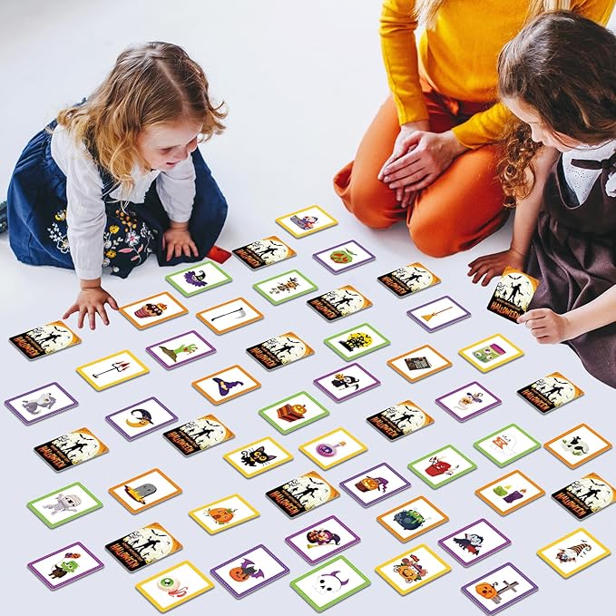 gisgfim 50 Pairs Memory Matching Game Happy Halloween Concentration Memory Games for Kids Educational Ages 3-8 A Fun & Fast Halloween Theme Memory Matching Games