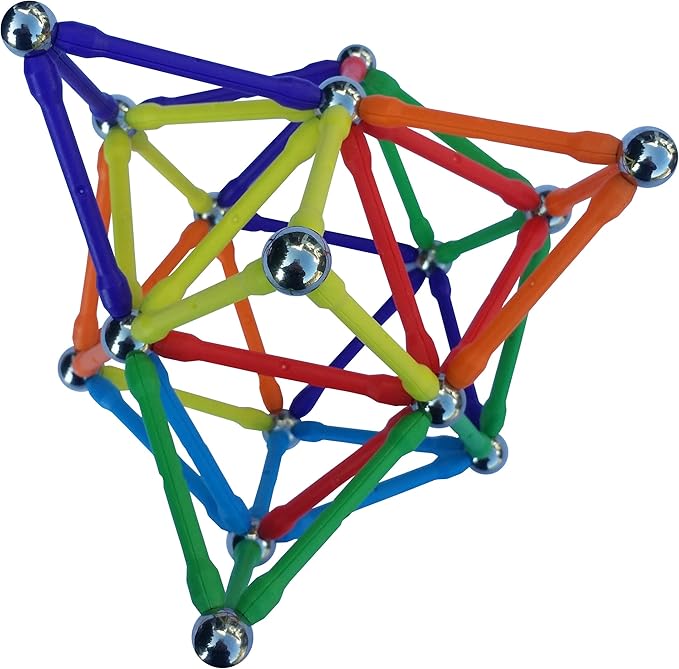 Magz Super 300 Magnetic Building Set consisting of 176 magnetized rods (2.3" Long) and 124 Nickel Plated Steel Balls (0.5" in Diameter) in a Wooden Box, Offered