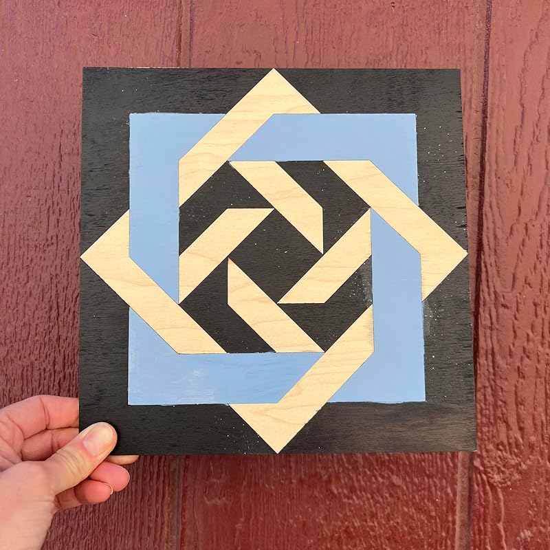 Unfinished Interlocking Squares Barn Quilt Square Wooden Sign, Country Decor Canvas Quilting Blocks (9 inches, Slip Knot) AVTRBoutique