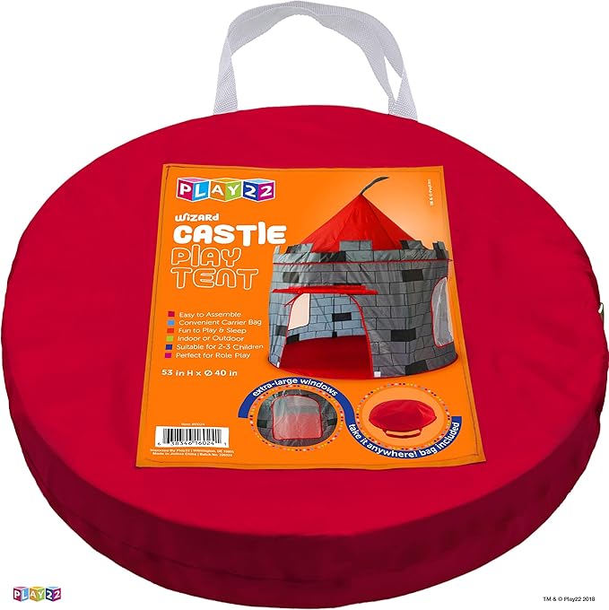 Play22 Kids Play Tent Knight Castle - Portable Pop Up Tent - Foldable into Carrying Bag - Childrens Play for Indoor & Outdoor Use - Playhouse for Boys & Girls