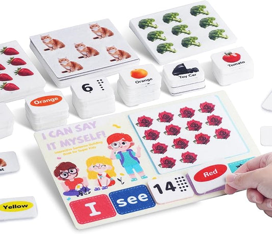 CHEFAN Felt Sentence Building Set for Kids, Sight Word Games, Speech Therapy Toys Special Education Classroom Must Have, Learn Colors, Counting and Words for Kindergarten and Homeschool -115 PCS