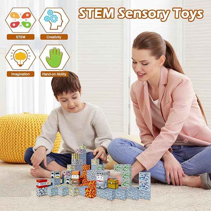 110Pcs Magnetic Blocks Craft World Set, Magnetic Blocks Le Building go Toys for Kids,STEM Sensory Toys for Toddlers Kids Christmas Birthday Gifts for 3+ Years Old Girls Boys