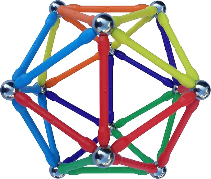 Magz Super 300 Magnetic Building Set consisting of 176 magnetized rods (2.3" Long) and 124 Nickel Plated Steel Balls (0.5" in Diameter) in a Wooden Box, Offered
