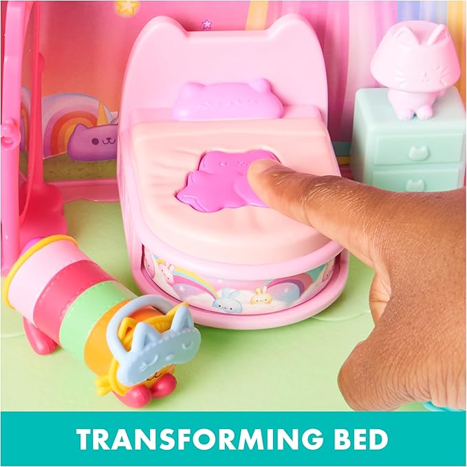 Gabby’s Dollhouse, Sweet Dreams Bedroom with Pillow Cat Figure and 3 Accessories, 3 Furniture and 2 Deliveries, Kids Toys for Ages 3 and Up