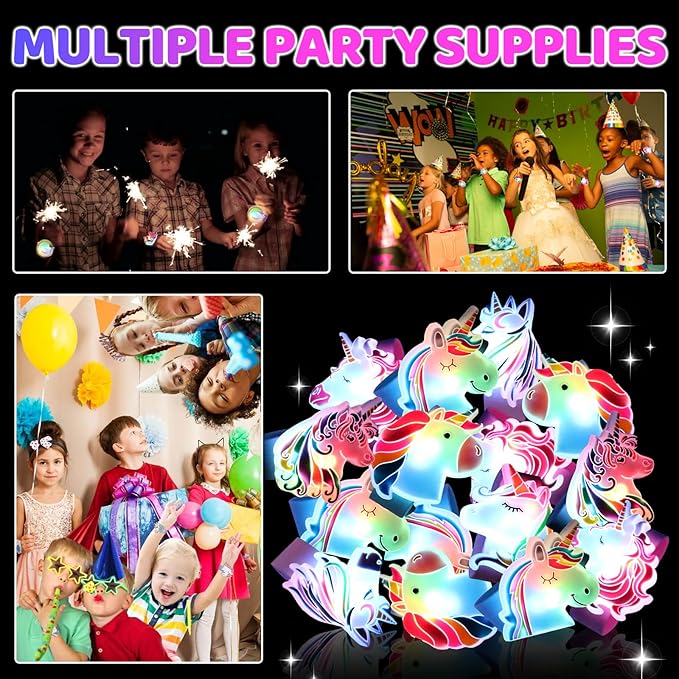 Unicorns Slap Bracelets, Unicorn Party Favors for Kids 6-8 8-12, Unicorn Light-up Bracelets Girls Party Supplies for Birthday Decorations, Christmas Stocking Stuffers for Girl