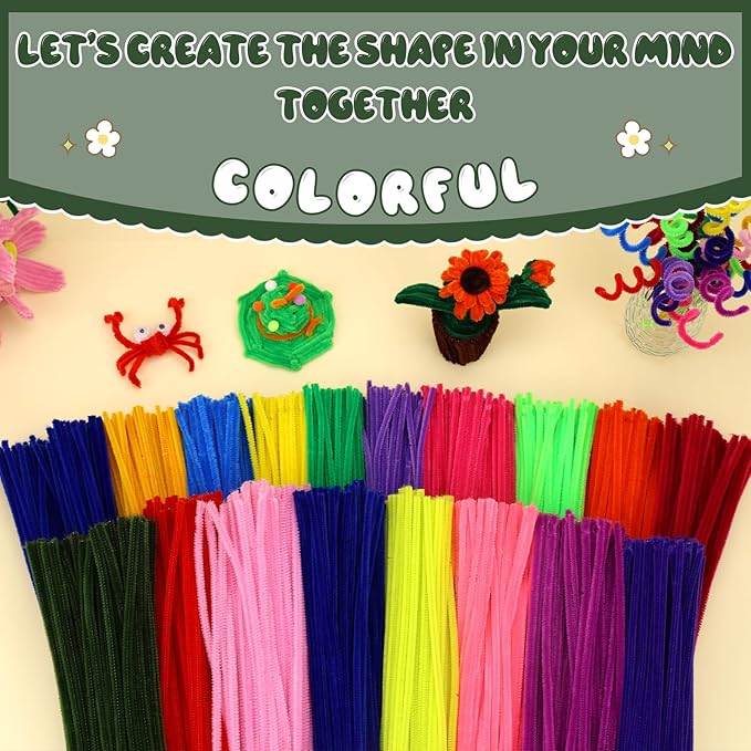 Pipe Cleaners, 100PCS Moss Green Pipe Cleaners Craft Supplies, Pipe Cleaners Bulk Fuzzy Sticks for DIY Art and Craft Projects Home Decoration