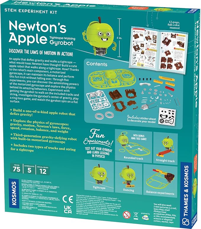 Thames & Kosmos Newton’s Apple: Tightrope-Walking Gyrobot | Build a Gravity-Defying Robot | Explore Forces & Motion, Physics of Gyroscopes | Ages 8+ w/Help; 12+ for Independent Play