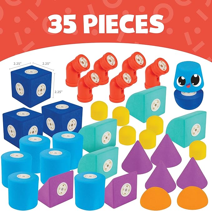 Magnetic Foam Blocks – STEM Preschool Toys for Children, Toddlers, Boys and Girls, The Ultimate Bath Toy – Castle Set, Bath Building Blocks, Engineering Toys for Kids 3-6