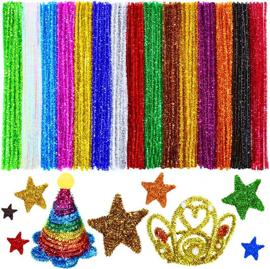 Pipe Cleaners, Glitter Pipe Cleaners Craft, Arts and Crafts, Crafts, Craft Supplies, Art Supplies (200 Metallic-Colored Glitter Pipe Cleaners)…