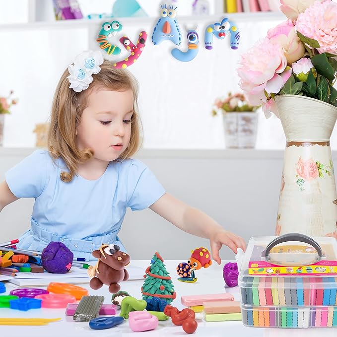 Polymer Clay Sets,50 Colors Modeling Clay for Kids,Oven Bake Clay DIY Mold Clay with Sculpting Tools and Accessories,for Kids Adult and Artist Friendly Holiday Gifts