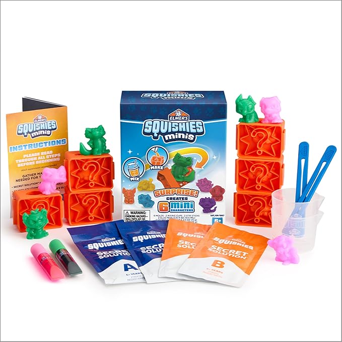 Elmer's Squishies Minis, Make Your Own Squishies Kit, Creates 6 Characters
